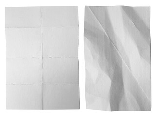 Folded paper texture. White paper sheet. Crumpled paper or white paper.