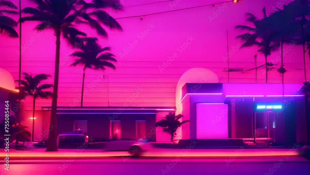 Poster building with palm trees generative ai