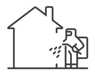 Disinfection workers making disinfection protection work. Pest control icon. Vector graphic design illustration element