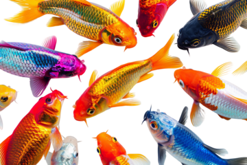 colorful isolated fishes on white background

