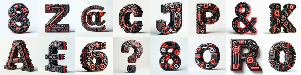 plastic toys blocks 3D Lettering Typeface. AI generated illustration - obrazy, fototapety, plakaty