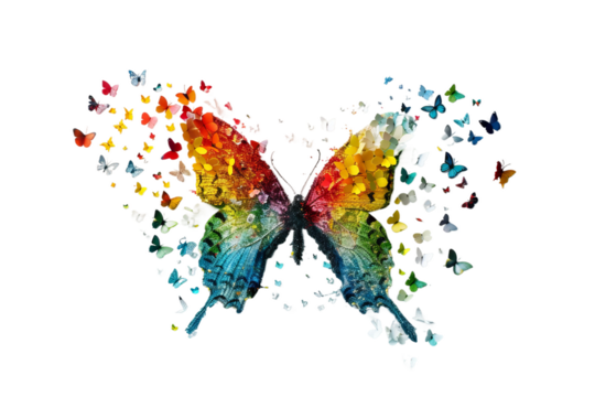 colorful isolated butterflies on white background
