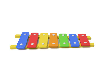 Brightly colored xylophone lying flat
