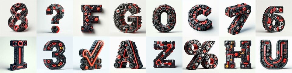 Fototapeta premium plastic toys blocks 3D Lettering Typeface. AI generated illustration