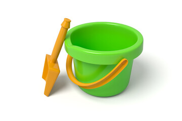 Illustration of a green bucket with shovel