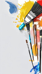 Obraz premium brush and paint. background with brushes and oil paint. Card templa