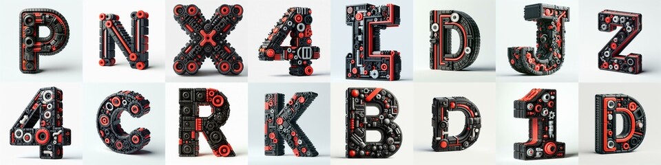 Fototapeta na wymiar plastic toys blocks 3D Lettering Typeface. AI generated illustration