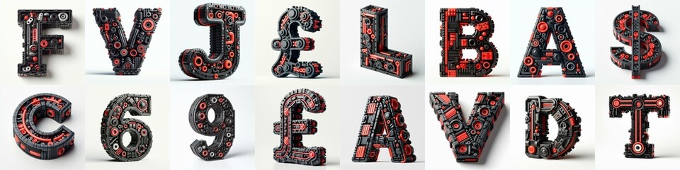 Fototapeta premium plastic toys blocks 3D Lettering Typeface. AI generated illustration