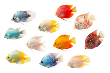 colorful isolated fishes on white background
