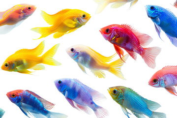 colorful isolated fishes on white background  © Buse