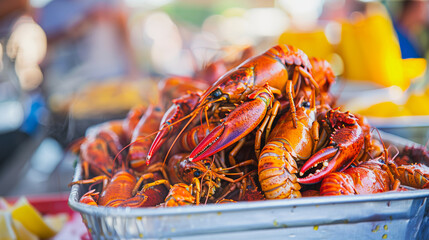 Cajun Crawfish Boil at a Louisiana Crawfish Festival  Wide Angle