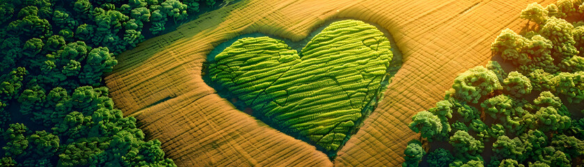 A heart is drawn in the middle of a field of green grass