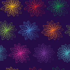 Lotus. Seamless pattern. Floral graphic scribble design. Seamless pattern. Abstract minimal flower. Beautiful floral background. Vector art illustration for textile, wallpaper.