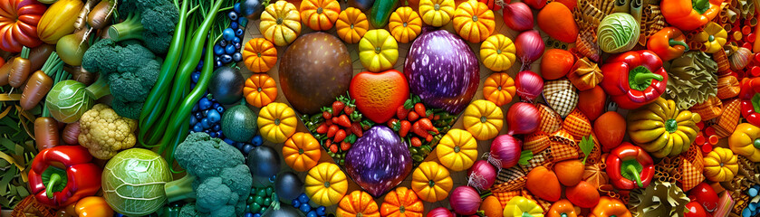 Obraz na płótnie Canvas A colorful arrangement of fruits and vegetables in the shape of a heart