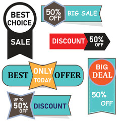 Special offer tag , set of banner elements for website and advertising. Discount label design, sale web coupons. Vector promotion badge icons.