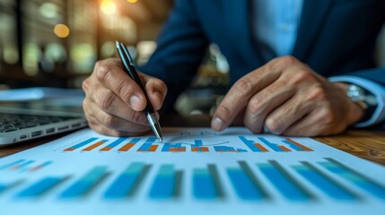 A business analyst reviewing customer service reports and feedback analytics