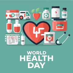Flat world health day background
