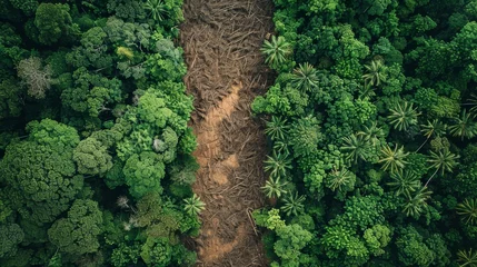 Fotobehang The dramatic impact of deforestation on landscapes captured from above © MAY