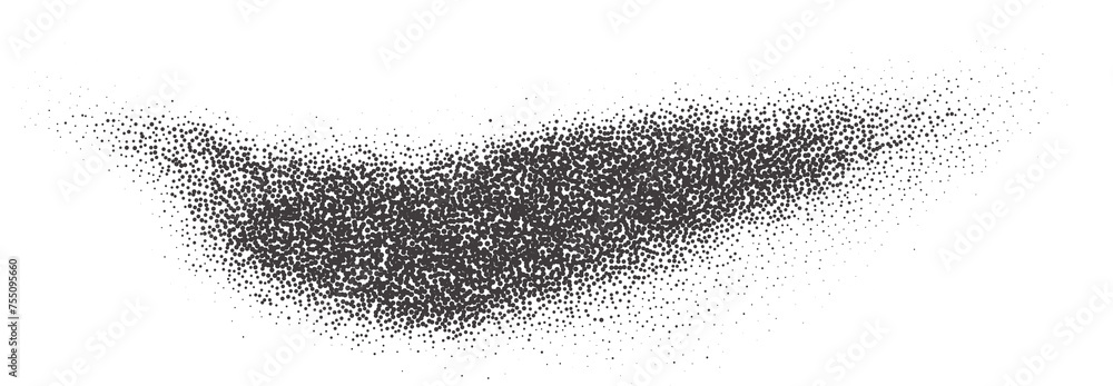 Poster halftone dotted shape. stipple blob. noisy abstract design element with grainy shadow texture. rando