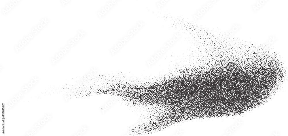 Poster halftone dotted shape. stipple blob. noisy abstract design element with grainy shadow texture. rando