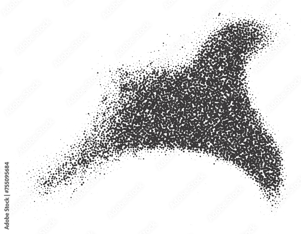 Poster halftone dotted shape. stipple blob. noisy abstract design element with grainy shadow texture. rando