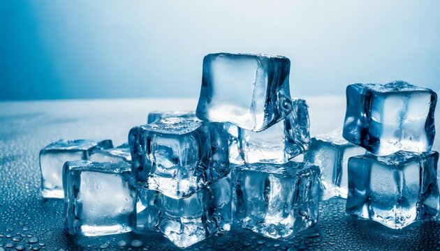 a background showcasing ice cubes against a bluish backdrop capturing the essence of frozen water