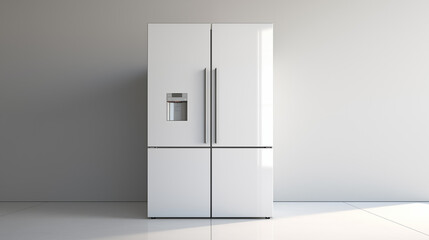 white fridge on a studio gray background 