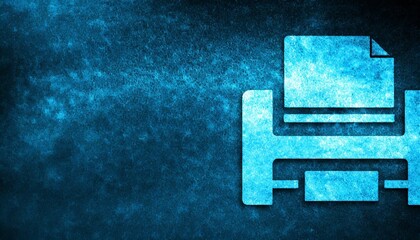 printer icon special blue banner background