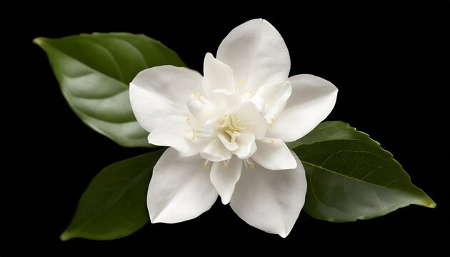 top view single white flower of grand duke of tuscany arabian white jasmine jasminum sambac aroma flora isolated transparent background cutout
