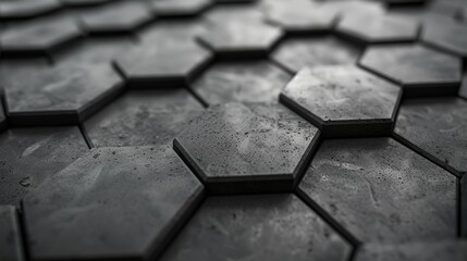 Detailed view of a hexagonal tile pattern, showcasing geometric precision and symmetry in the design - obrazy, fototapety, plakaty