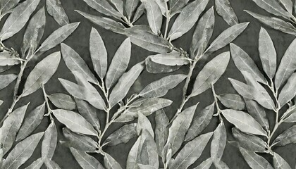 seamless monochrome pattern of olive branches