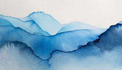 ink watercolor hand drawn smoke flow stain blot on wet paper texture background blue pastel colors landscape