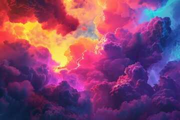 A vibrant and diverse collection of clouds filling the sky, creating a colorful and dynamic scene.