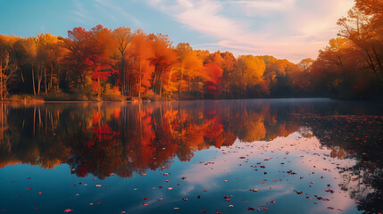 Autumn's Reflection: Serenity on the Lake.