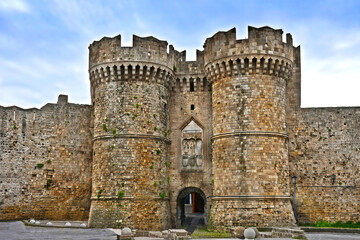 Fototapeta na wymiar An old fortress built of stone on Rhodes