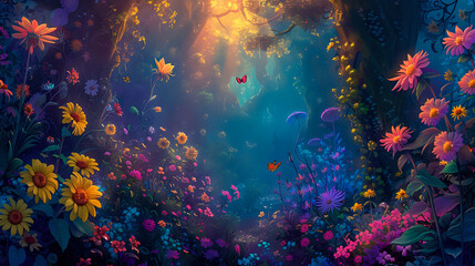 Obraz na płótnie Canvas Enchantment Amongst the Flora: Fairies and Forest Life.