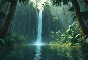 Fotobehang waterfall in the jungle © Muhammad