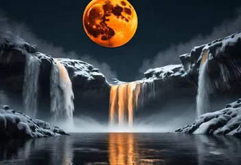 Fotobehang full moon over the river © Muhammad