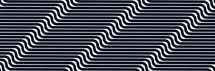 Geometric wavy lines seamless pattern vector, 3D dimensional endless background wallpaper design image, stripy curved tillable texture.