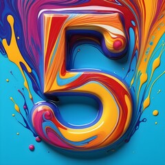 abstract colorful background with colorful elegant letters 5 rainbow design  