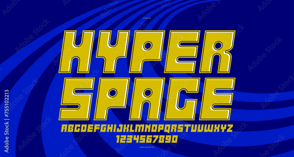 Poster technology and future style display font for logos and posters, vector typeface in modern minimal st