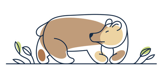 Funny bear illustration vector, isolated over white.