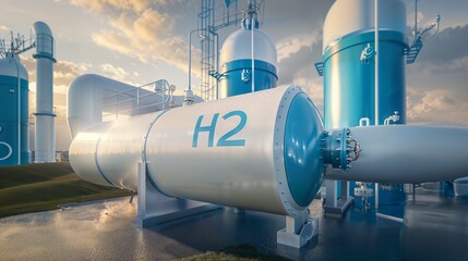 Hydrogen Power Innovative H2 Storage Tanks at Industrial Energy Plant