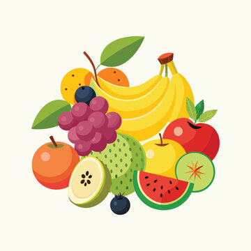 Different types of fruits concept illustration