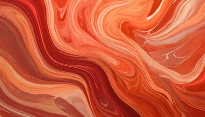 abstract fluid liquid background red and coral colors liquid marble texture acrylic painting on canvas with orange red gradient and splash wave - obrazy, fototapety, plakaty