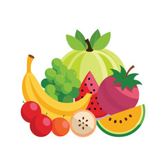 Different types of fruits concept illustration