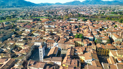 Aerial view of Lucca medieval town, Tuscany - Italy