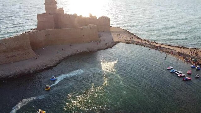 View of the Aragonese Castle, Isola di Capo Rizzuto, Italy