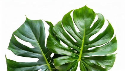 Fototapeta na wymiar tropical foliage green monstera plant isolated on white background with clipping path
