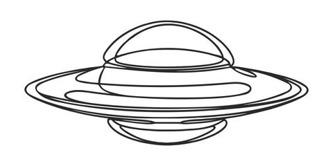 Vector image of a UFO drawn with one line.
